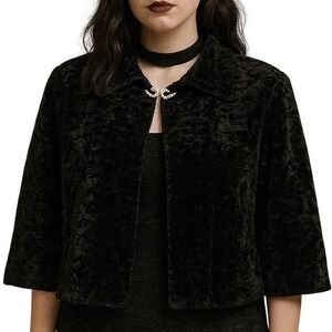 Jacques Smith Women's Velvet Lined Trendy Cape Jacket Elegant Black Size Medium